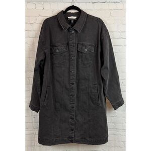 ELOQUII dark gray denim cotton blend full button stretch coat blazer dress 20